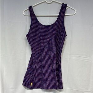 LOLE  4 way stretch UPF 50+ Striped Purple red and Blue Wicking Tank Top M